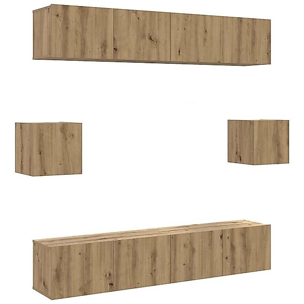 vidaXL 6-Tlg TV-Schrank-Set Wandmontage Artisan-Eiche Holzwerkstoff 3328990 günstig online kaufen