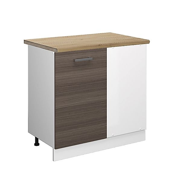 Vicco Eckunterschrank R-Line Küchen Eckschrank Grau/Weiß 86 cm AP Eiche günstig online kaufen