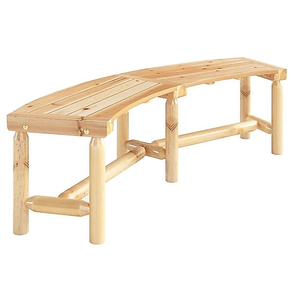 Costway Gartenbank Gebogen Holz Ohne Rückenlehne 3 Sitzer Natur günstig online kaufen