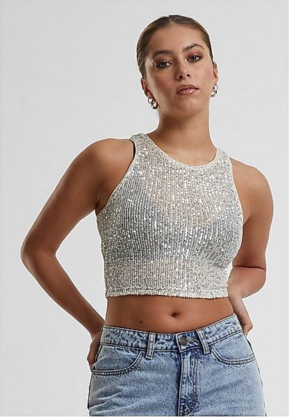 URBAN CLASSICS Tanktop Ladies Sequins Cropped Top Damen Pailettentop bauchf günstig online kaufen