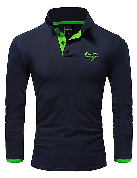 REPUBLIX Poloshirt OWEN Herren Basic Langarm Kontrast Polo Hemd günstig online kaufen