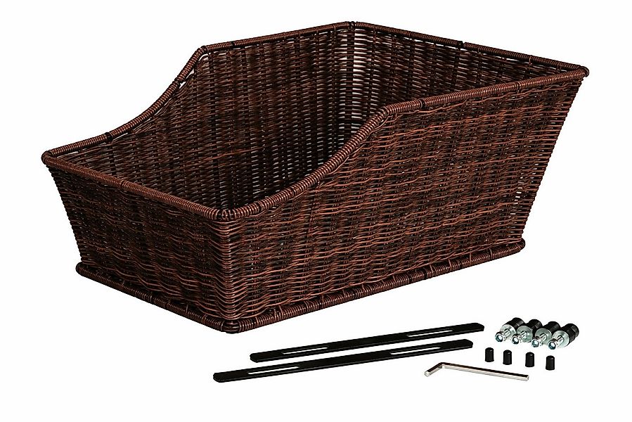 LUCHS Fahrradkorb Rattan Hinterkorb Dunkelbraun für Gepäckträger – inkl. Ha günstig online kaufen