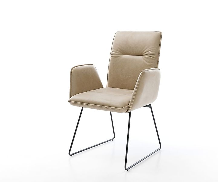 Esszimmerstuhl Vinja-Flex Mikrofaser Beige Vintage Kufengestell Schwarz günstig online kaufen