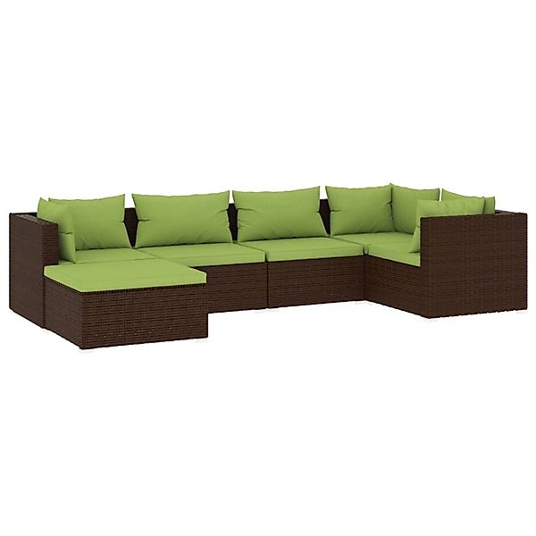 vidaXL 6-Tlg Garten-Lounge-Set mit Auflagen Poly Rattan Braun 3101812 günstig online kaufen