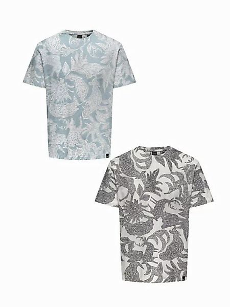 ONLY & SONS T-Shirt T-Shirt 2er-Set Rundhals Kurzarm (1-tlg) ONSDEN REG GRA günstig online kaufen