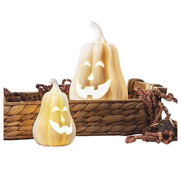 Home-trends24.de LED Dekofigur LED-Kürbis LED Dekofigur Pumpkin 2er Set Wei günstig online kaufen