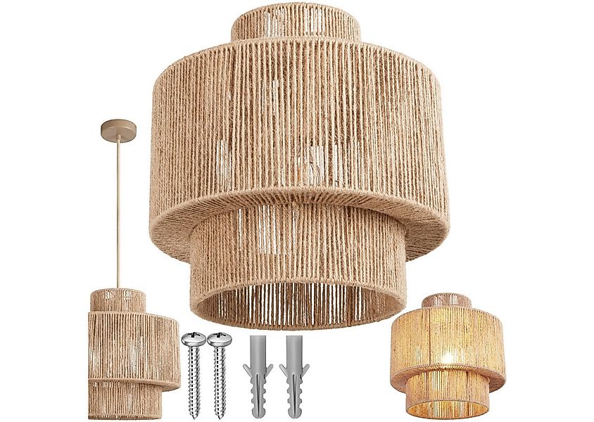 tectake Deckenleuchten Pendelleuchte Allegra aus Jute im Boho-Stil, 40W, Ch günstig online kaufen
