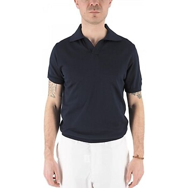 Devid Label  T-Shirts & Poloshirts Alassio  Marineblaues Strickpolo günstig online kaufen