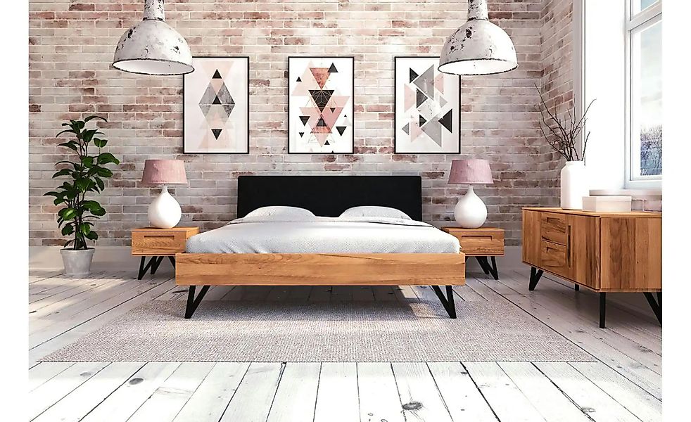 Massivholzbett mit gepolstertem Kopfteil Karl ¦ holzfarben ¦ Maße (cm): B: günstig online kaufen