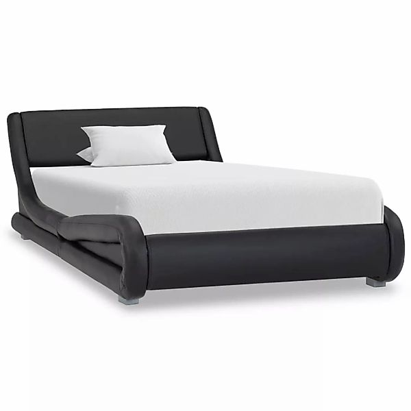 Bettgestell Schwarz Kunstleder 100 × 200 Cm günstig online kaufen