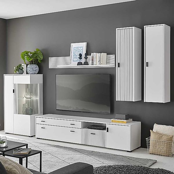 TV Wohnwand in modernem Design 180 cm hoch (fünfteilig) günstig online kaufen
