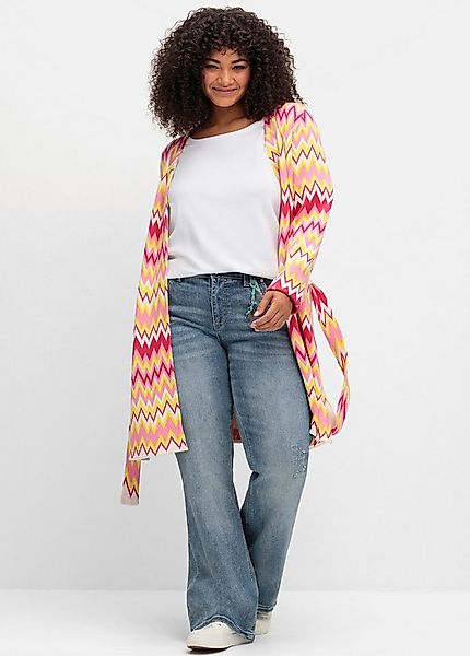 sheego by Joe Browns Strickjacke Longstrickjacke . im Zickzack-Jacquardmust günstig online kaufen