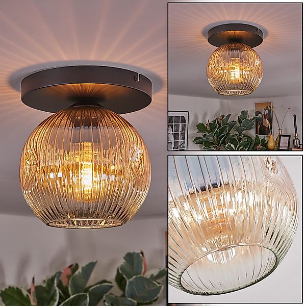 hofstein Deckenleuchte Deckenlampe aus Metall/Riffelglas in günstig online kaufen