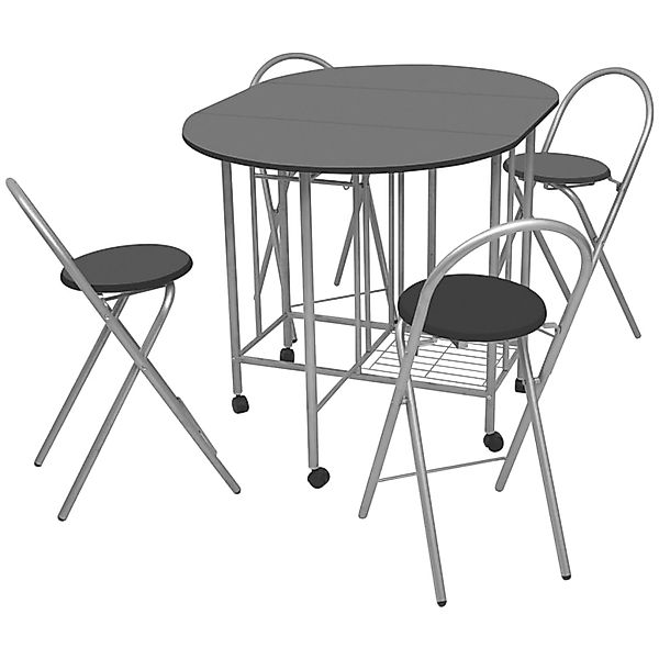 vidaXL Ausklappbarer Esstisch MDF Schwarz günstig online kaufen