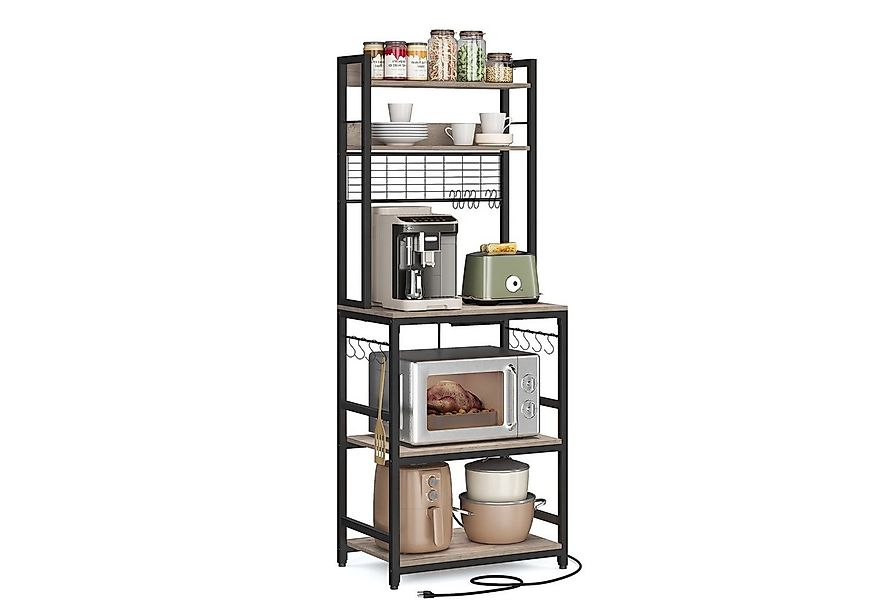 VASAGLE Standregal, Küchenregal mit Steckdosen, 14 Haken, 40 x 80 x 170 cm günstig online kaufen