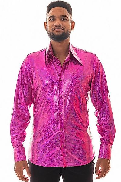 Comycom Langarmhemd Herren 70er pink glitzernd günstig online kaufen