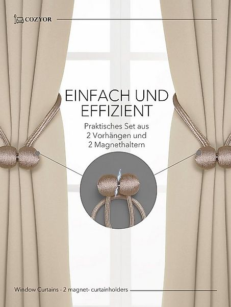 Cozyor Vorhang Set mit 2x Gardine + 2x Vorhanghalter + 1x Gardinenstange oh günstig online kaufen