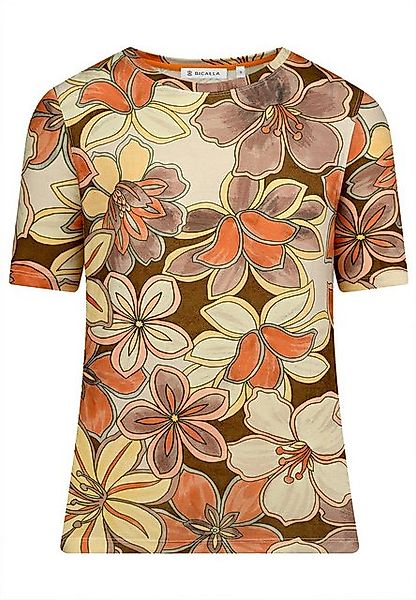 BICALLA T-Shirt Shirt mit Blüten-Print in Orange/Braun (1-tlg) günstig online kaufen