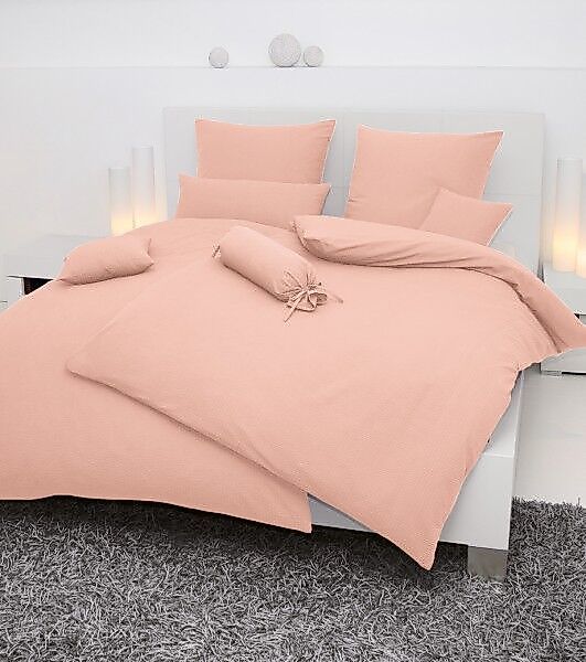 Janine Janine Mako-Soft-Seersucker Bettwäsche PIANO 0125 lachs Größe:  80x8 günstig online kaufen