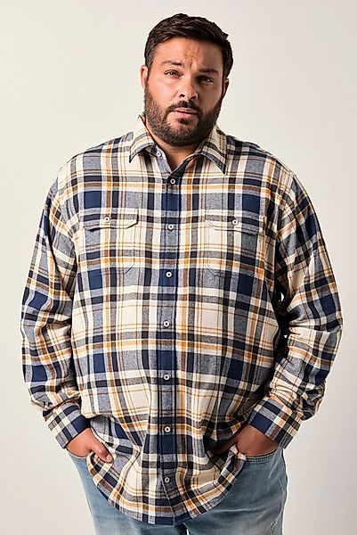 Men Plus Businesshemd Men+ Karo-Flanellhemd Langarm Kentkragen bis 8 XL günstig online kaufen