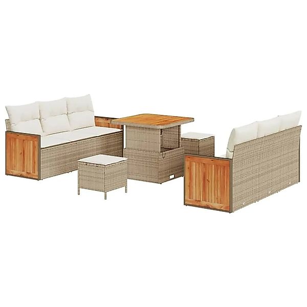 vidaXL Gartensofa-set mit Kissen 11-Tlg Beige und Creme Poly-Rattan 3365206 günstig online kaufen