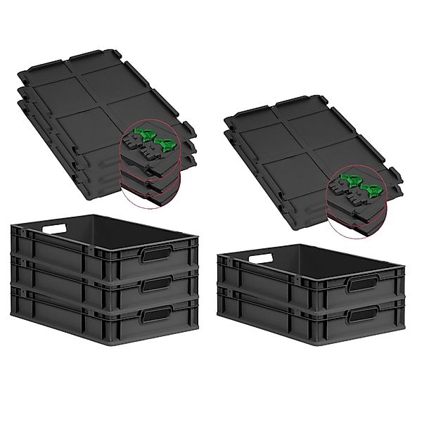 PROREGAL SuperSparSet 5x Eurobox Nextgen Grip Mit Scharnierdeckel Und Grüne günstig online kaufen