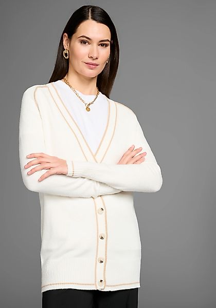 HECHTER PARIS Longstrickjacke, mit modischen Kontrastlinien günstig online kaufen