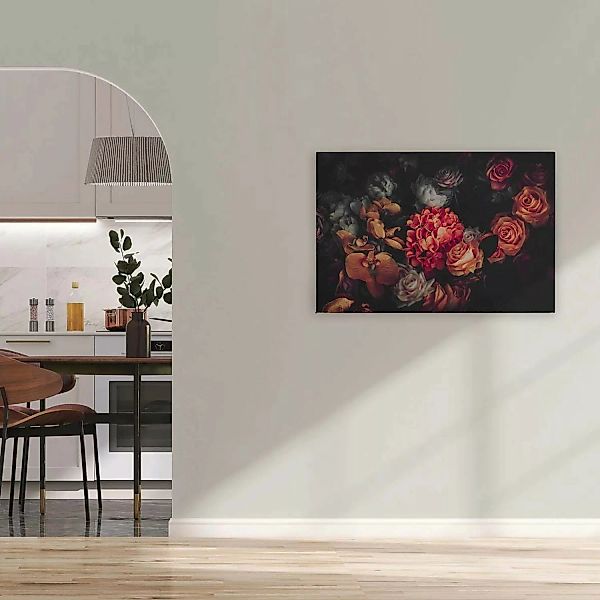 Bricoflor Wandbild Mit Rose Leinwandbild Mit Blumen In Orange Und Schwarz L günstig online kaufen