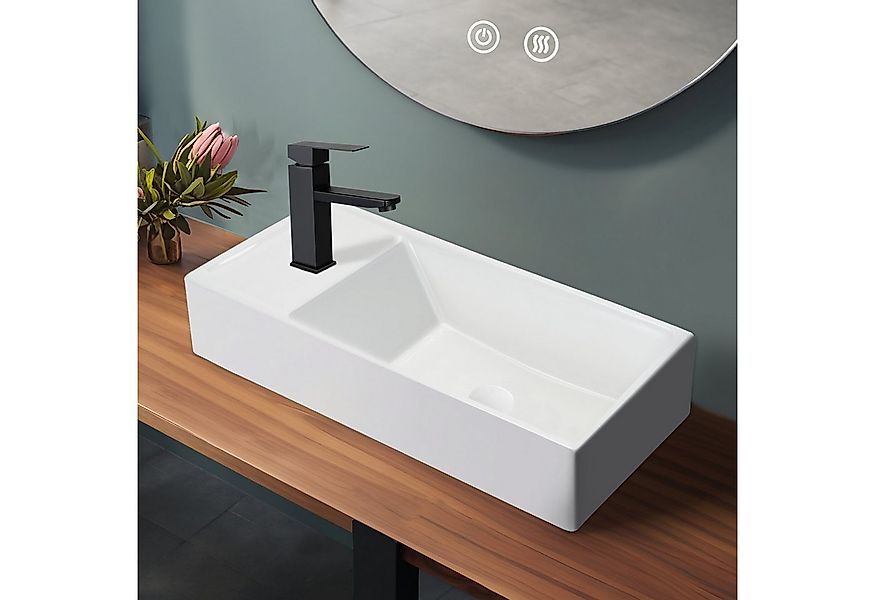Nettlife Waschbecken Badezimmer Aufsatzwaschbecken Keramik Eckig Klein Wasc günstig online kaufen