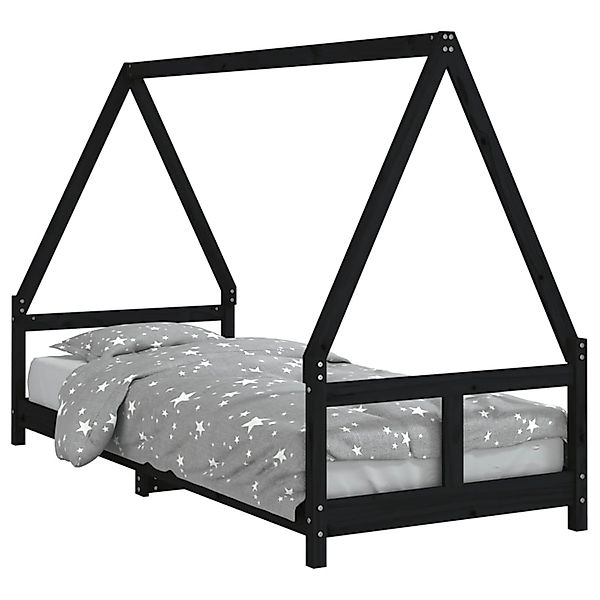 vidaXL Kinderbett Schwarz 80x200 cm Massivholz Kiefer 834452 günstig online kaufen