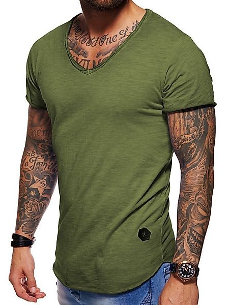 behype T-Shirt für Herren mit V-Ausschnitt aus 100% Baumwolle V-Neck Shirt günstig online kaufen