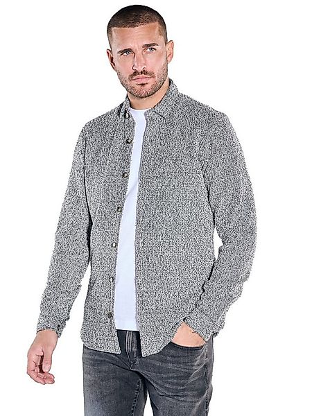 emilio adani Langarmhemd Herren Modisches Overshirt in Bouclé-Optik, Grau günstig online kaufen