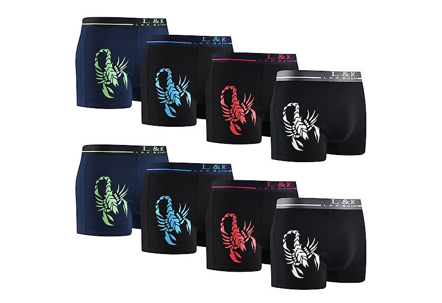 L&K Boxershorts 1104-1121 (8er-Pack) Herren Boxershorts aus Baumwolle mit t günstig online kaufen