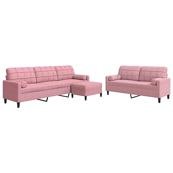 vidaXL 3-Tlg Sofagarnitur mit Kissen und Nackenrollen Rosa Samt 3278504 günstig online kaufen