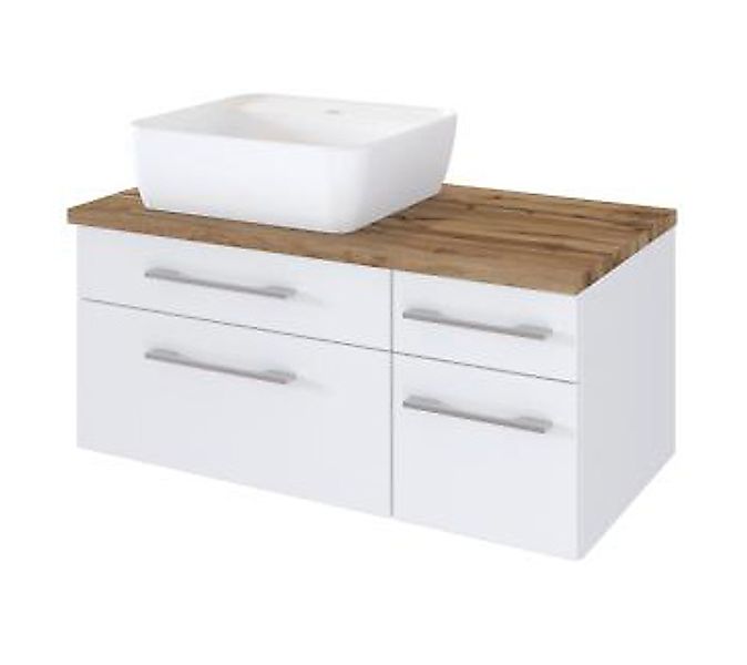 Waschtisch 90 inkl Keramik-Aufsatzbecken links 4 Auszügen Davos von Held Mö günstig online kaufen