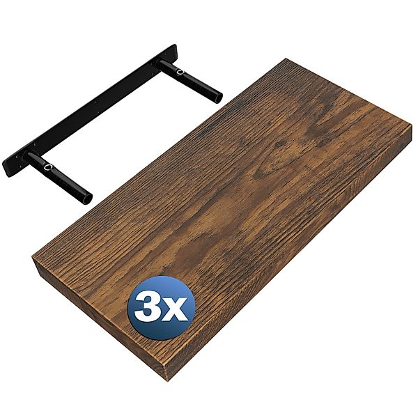 Wandregal Schweberegal 50cm 3er-Set Dunkle Eiche + Halterung günstig online kaufen