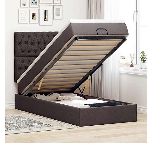 vidaXL Bett, Ottoman-Bett mit Matratze Dunkelbraun 80x200 cm Stoff günstig online kaufen
