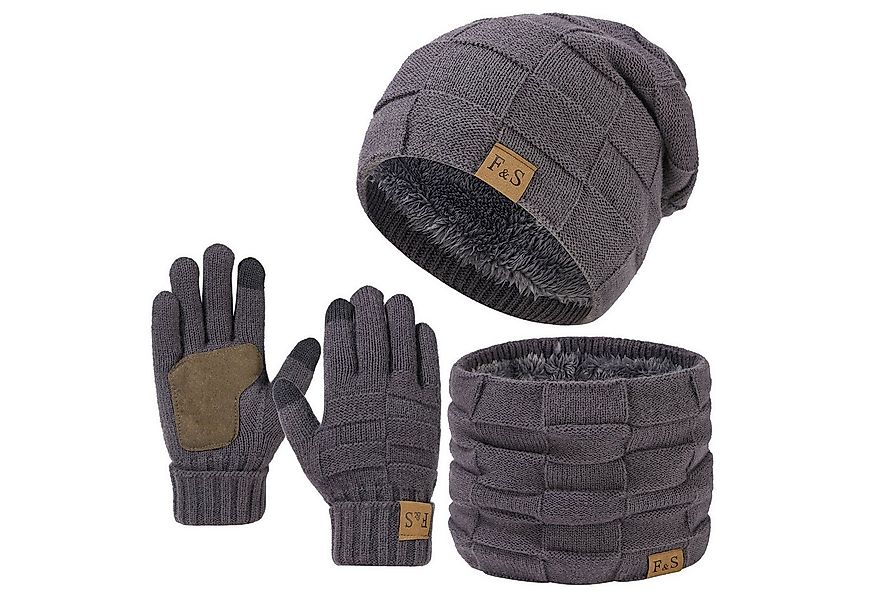Bextsrack Mütze & Schal Strickmütze, Schal und Handschuh-Set, Winterstrickm günstig online kaufen