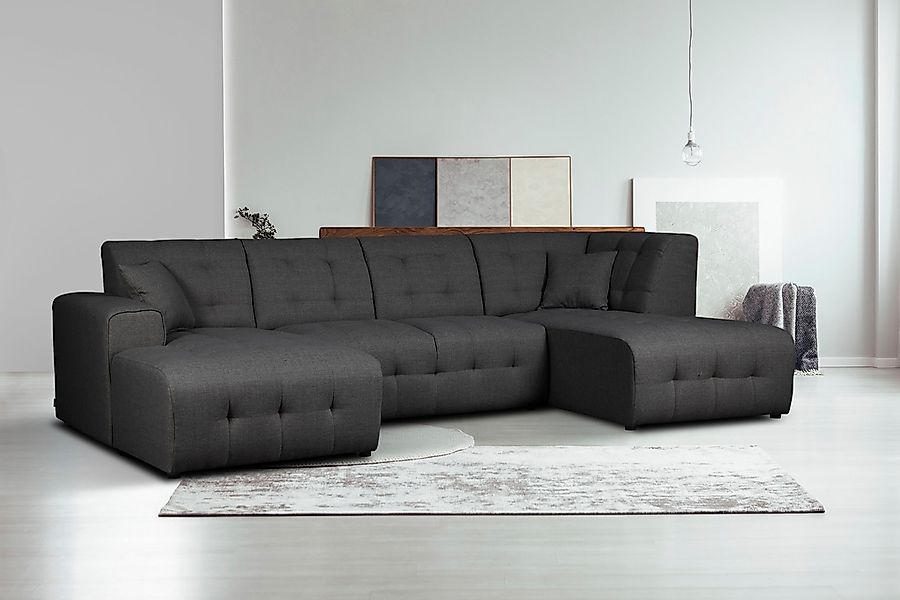 Home affaire Wohnlandschaft "Nosia U-Form" incl. 2 Zierkissen, mit feiner S günstig online kaufen