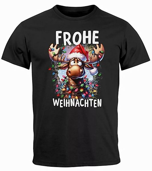 MoonWorks Print-Shirt Herren T-Shirt Frohe Weihnachten Aufdruck Elch Rentie günstig online kaufen