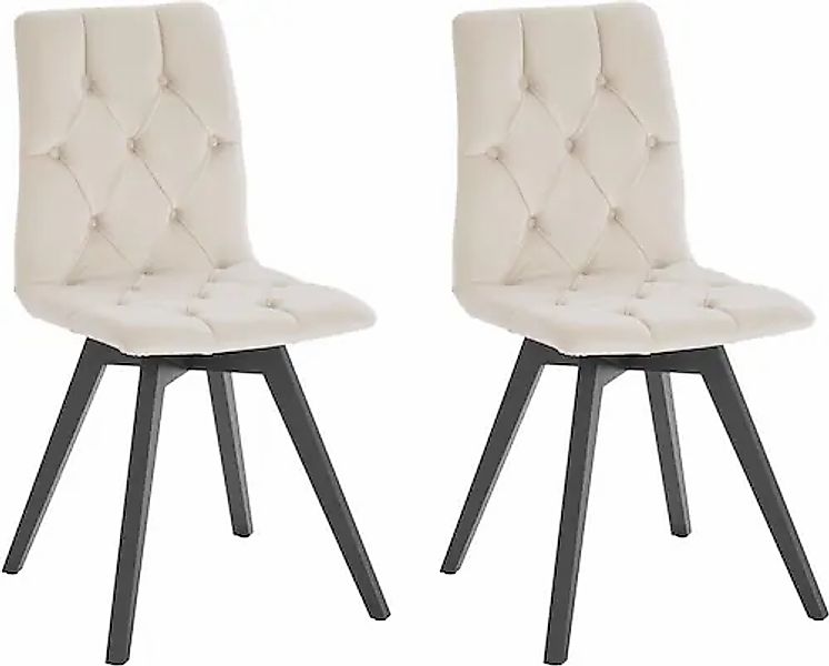 andas 4-Fußstuhl »Melania«, (Set), 2 St., Samtoptik, mit Knopfsteppung (2er günstig online kaufen