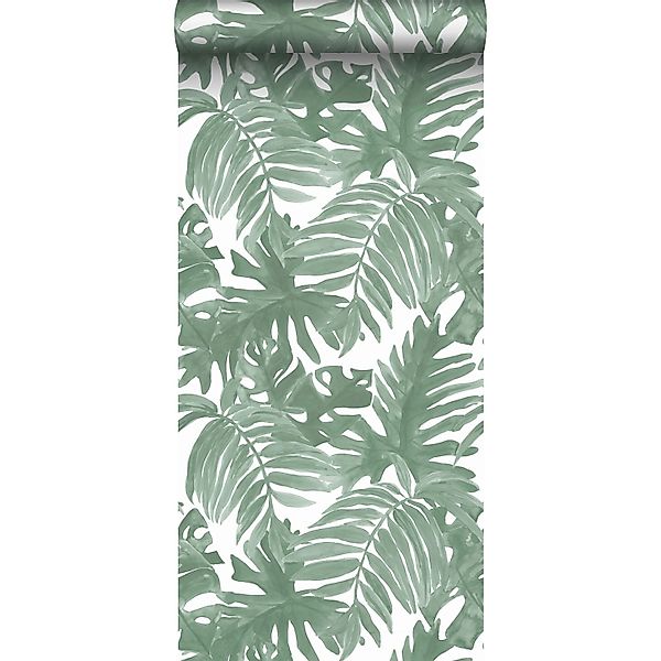 Sanders & Sanders Tapete Palmenblätter Graugrün 53 cm x 10.05 m günstig online kaufen