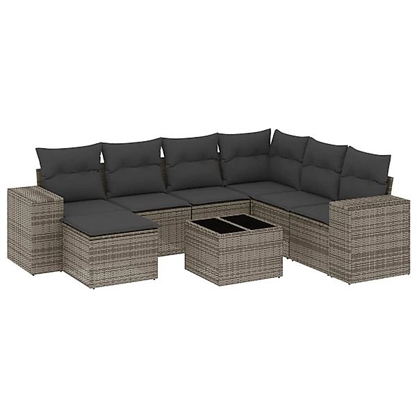 vidaXL 8-Tlg Garten-Sofagarnitur mit Kissen Grau Poly Rattan 3222909 günstig online kaufen
