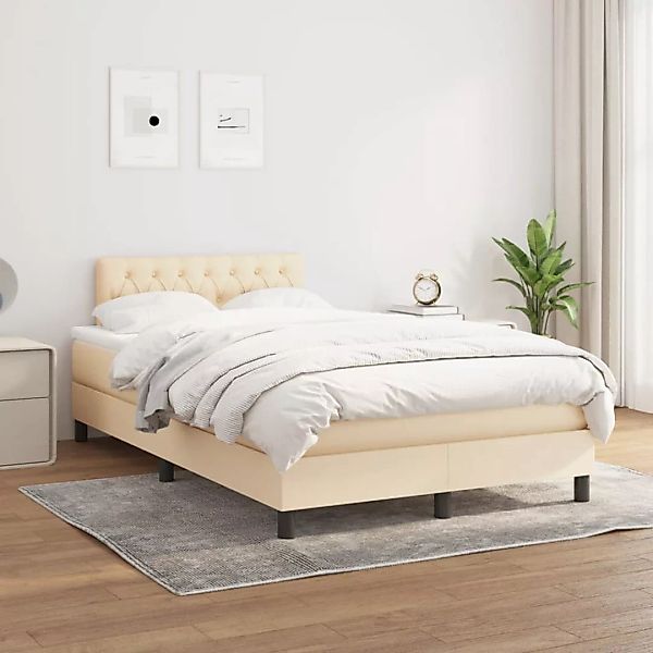 vidaXL Boxspringbett Boxspringbett mit Matratze Creme 120x200 cm Stoff Bett günstig online kaufen