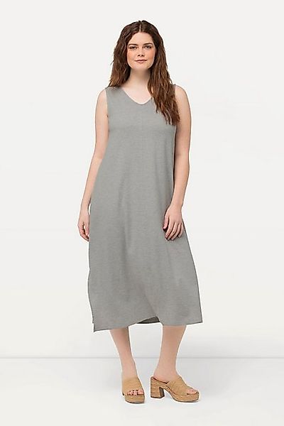 Ulla Popken Maxikleid Jersey-Midikleid V-Ausschnitt ärmellos günstig online kaufen