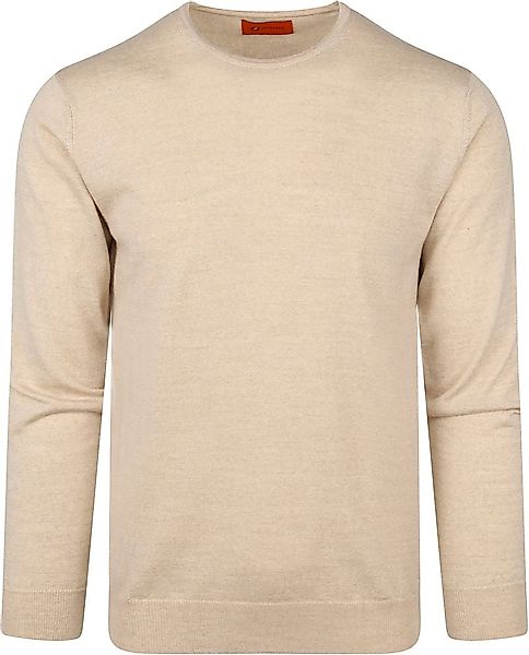 Merino Pullover mit Rundhalsausschnitt in Beige - Größe XL günstig online kaufen