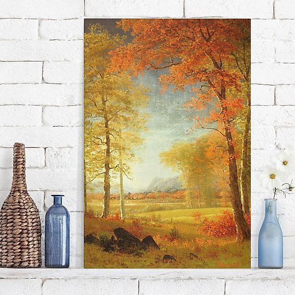 Leinwandbild Wald - Hochformat Albert Bierstadt - Herbst in Oneida County, günstig online kaufen