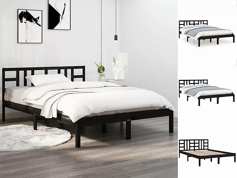 vidaXL Bettgestell Massivholzbett Schwarz 180x200 cm 6FT Super King Bett Be günstig online kaufen