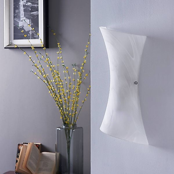 Lindby Wandleuchte Ebba, Höhe 39 cm, weiß alabaster, Glas günstig online kaufen