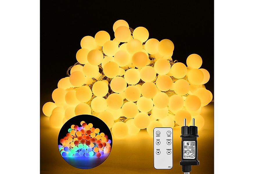 XERSEK LED-Lichterkette Warmweiß+Bunt 150LED 20m Kugel 10Modi + Memory Funk günstig online kaufen